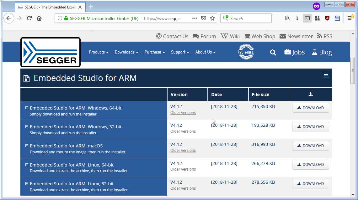 Download Embedded Studio from segger.com