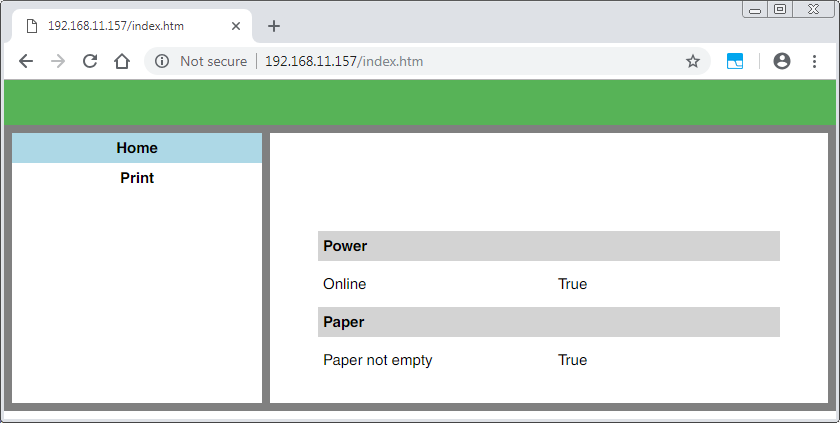 emWeb USB Printer user interface 01